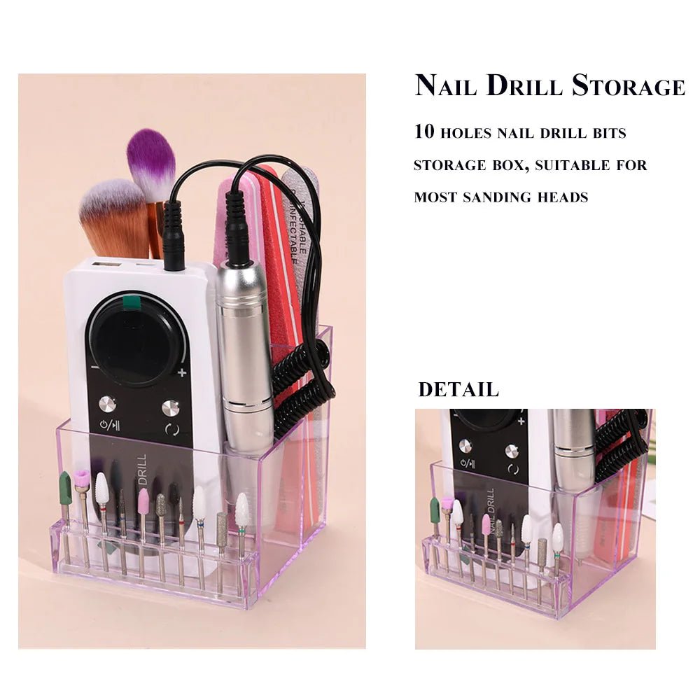 Nagel Bohrer Bits Halter Display Klar Nagel Display Box Transparent Make-Up Lagerung Organizer Nagel Maniküre Werkzeuge - flohmarkt-deutschland.shop