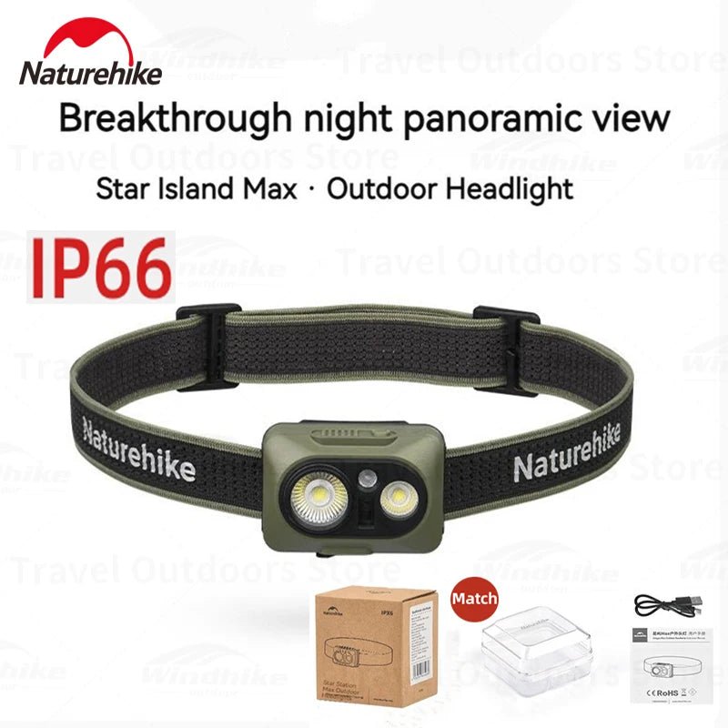 Naturehike Stirnlampe IP66 wasserdicht – 6 Modi, ultraleicht - flohmarkt-deutschland.shop