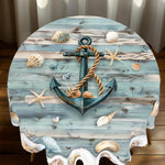 Nautische Tischdecke mit Anker & Kompass – rund & rechteckig - flohmarkt-deutschland.shop