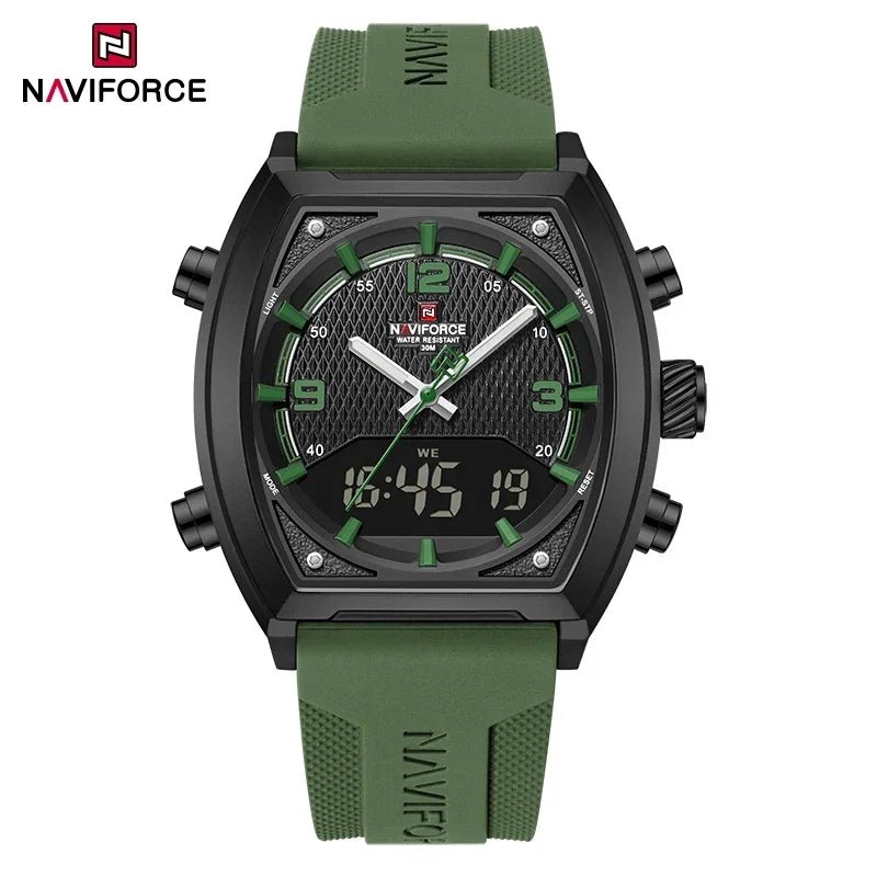 NAVIFORCE Luxus herren Uhren Sport Quarzuhr Männer LCD Dual Display Wasserdicht Leucht Mann Armbanduhr 2025, Relogio Masculino - flohmarkt-deutschland.shop