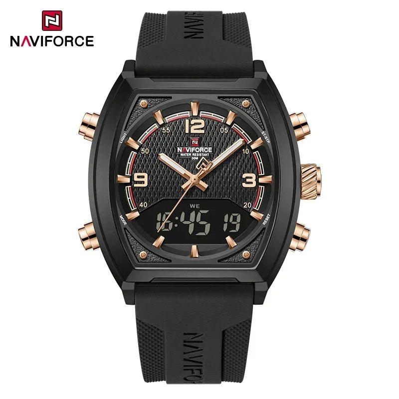 NAVIFORCE Luxus herren Uhren Sport Quarzuhr Männer LCD Dual Display Wasserdicht Leucht Mann Armbanduhr 2025, Relogio Masculino - flohmarkt-deutschland.shop