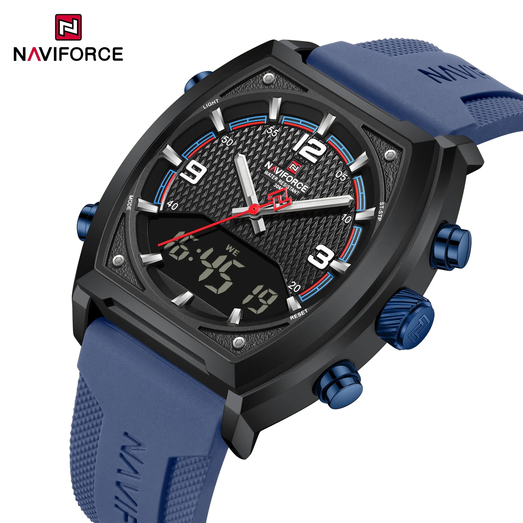 NAVIFORCE Luxus herren Uhren Sport Quarzuhr Männer LCD Dual Display Wasserdicht Leucht Mann Armbanduhr 2025, Relogio Masculino - flohmarkt-deutschland.shop