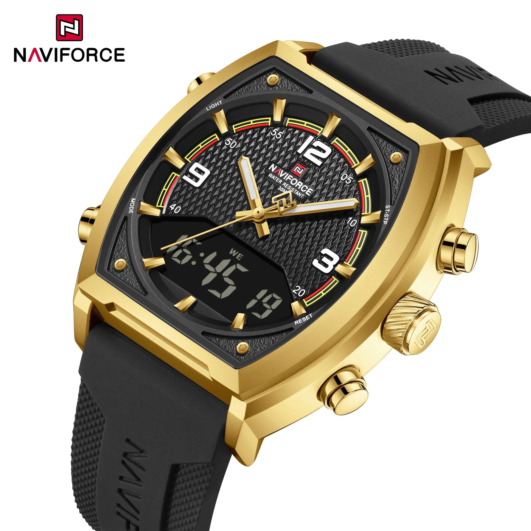 NAVIFORCE Luxus herren Uhren Sport Quarzuhr Männer LCD Dual Display Wasserdicht Leucht Mann Armbanduhr 2025, Relogio Masculino - flohmarkt-deutschland.shop