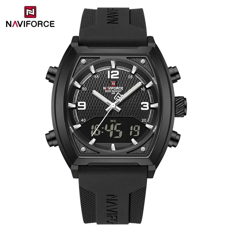 NAVIFORCE Luxus herren Uhren Sport Quarzuhr Männer LCD Dual Display Wasserdicht Leucht Mann Armbanduhr 2025, Relogio Masculino - flohmarkt-deutschland.shop