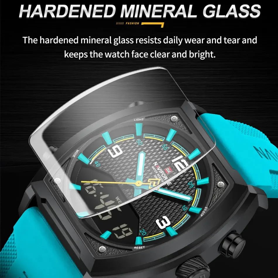 NAVIFORCE Luxus herren Uhren Sport Quarzuhr Männer LCD Dual Display Wasserdicht Leucht Mann Armbanduhr 2025, Relogio Masculino - flohmarkt-deutschland.shop