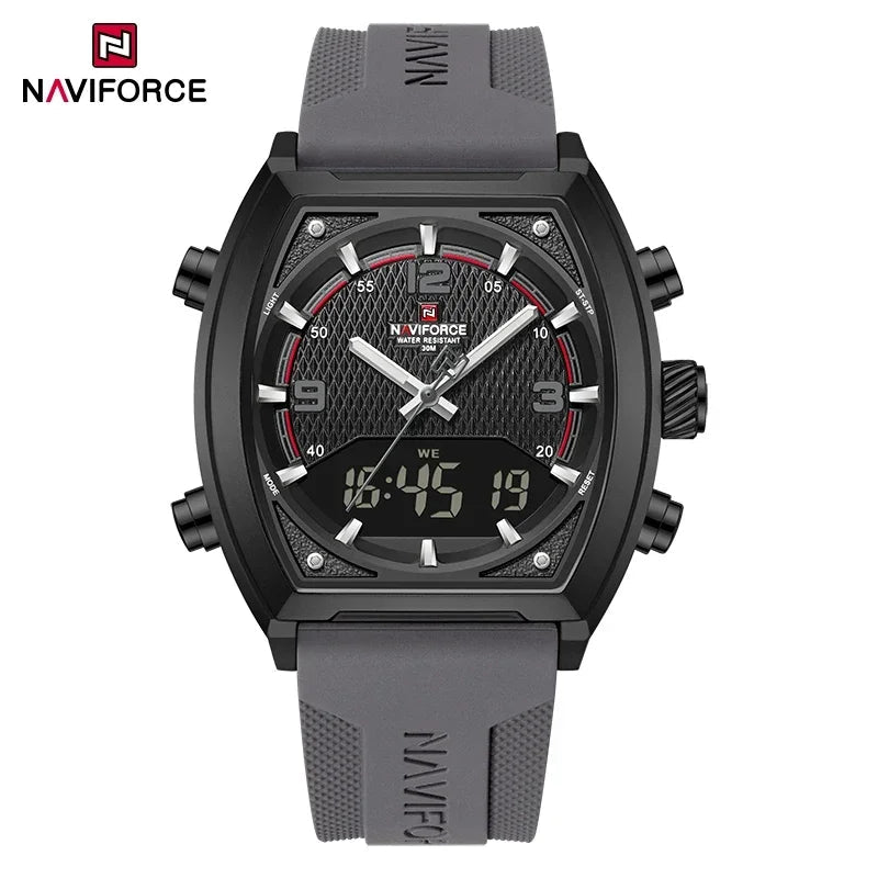 NAVIFORCE Luxus herren Uhren Sport Quarzuhr Männer LCD Dual Display Wasserdicht Leucht Mann Armbanduhr 2025, Relogio Masculino - flohmarkt-deutschland.shop