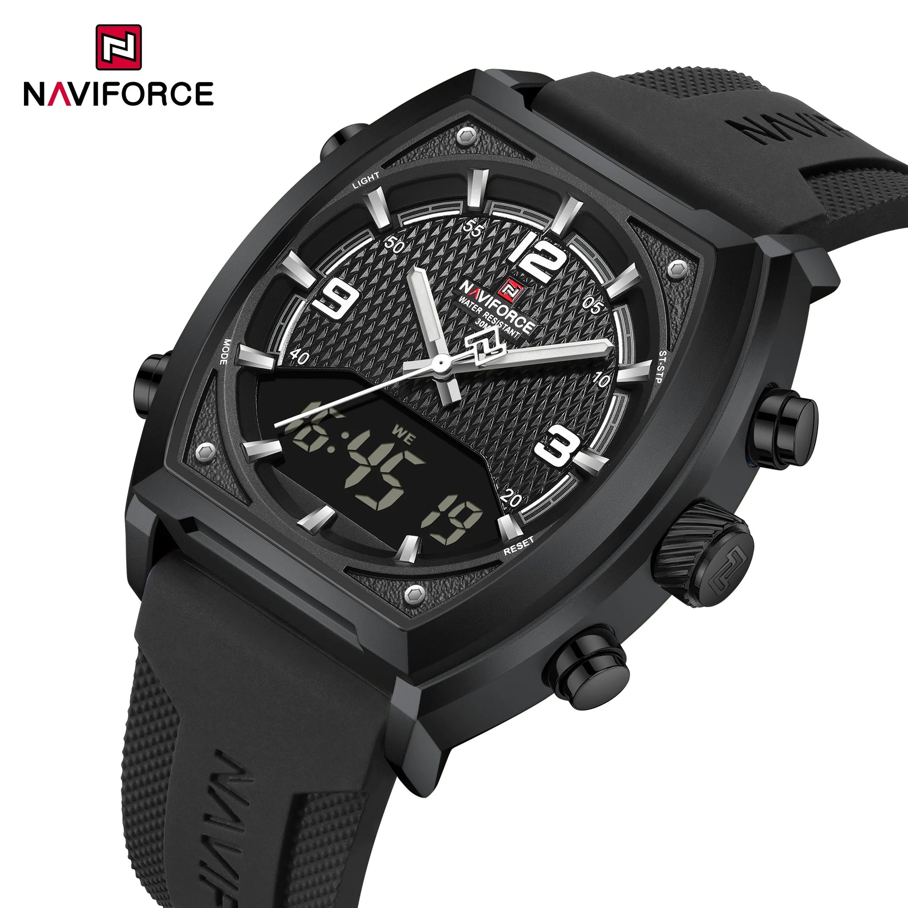 NAVIFORCE Luxus herren Uhren Sport Quarzuhr Männer LCD Dual Display Wasserdicht Leucht Mann Armbanduhr 2025, Relogio Masculino - flohmarkt-deutschland.shop