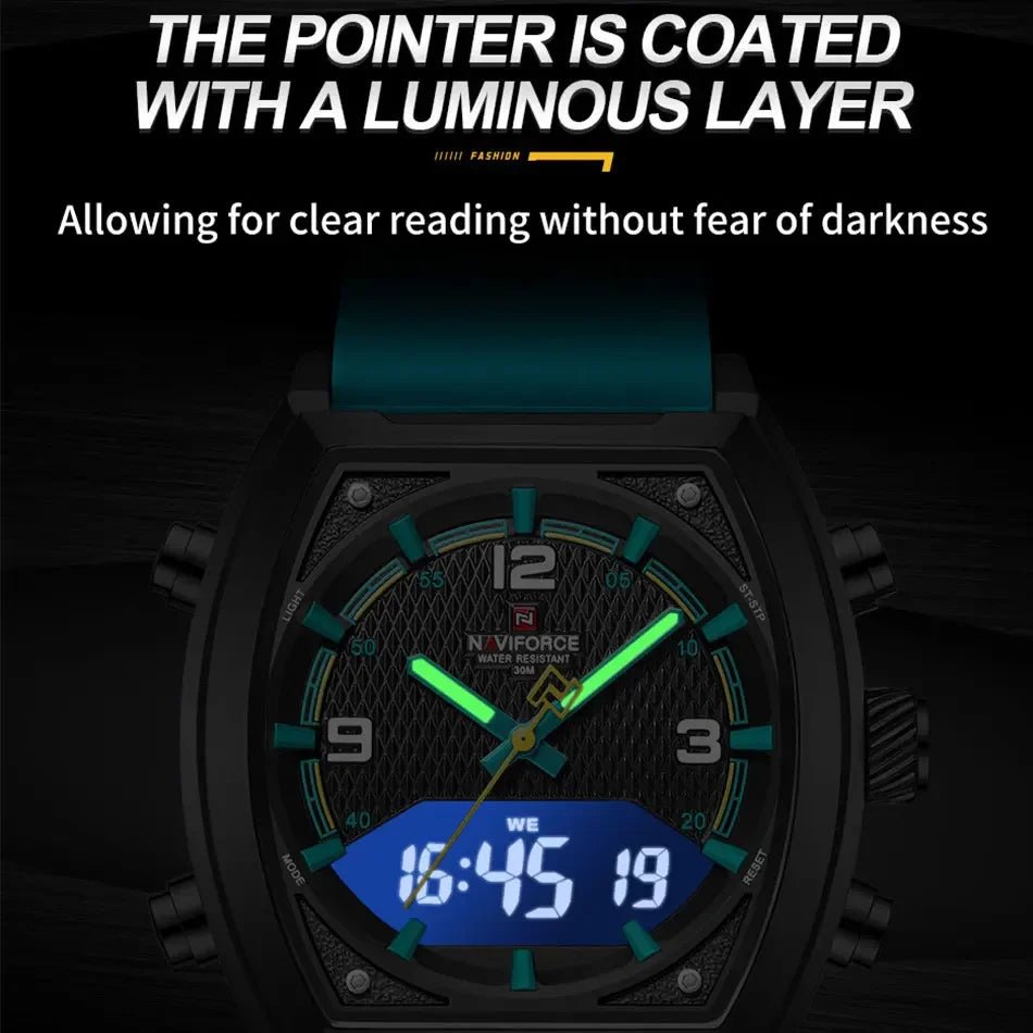 NAVIFORCE Luxus herren Uhren Sport Quarzuhr Männer LCD Dual Display Wasserdicht Leucht Mann Armbanduhr 2025, Relogio Masculino - flohmarkt-deutschland.shop