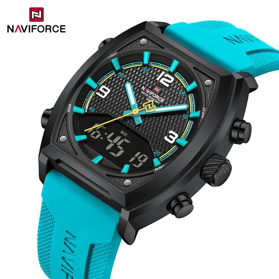 NAVIFORCE Luxus herren Uhren Sport Quarzuhr Männer LCD Dual Display Wasserdicht Leucht Mann Armbanduhr 2025, Relogio Masculino - flohmarkt-deutschland.shop
