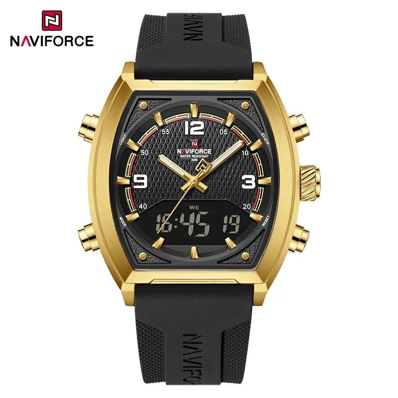 NAVIFORCE Luxus herren Uhren Sport Quarzuhr Männer LCD Dual Display Wasserdicht Leucht Mann Armbanduhr 2025, Relogio Masculino - flohmarkt-deutschland.shop