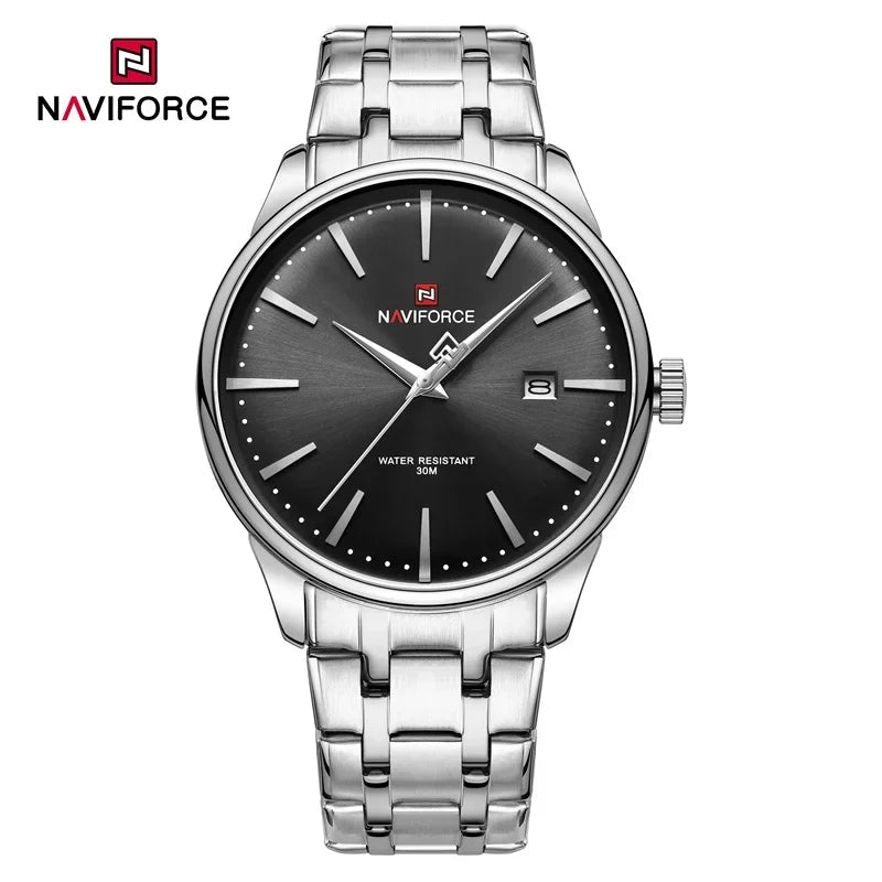 NAVIFORCE Luxus männer Kalender Uhren Wasserdicht Mode Business Edelstahl Armband Quarz Armbanduhren Relogio Masculino - flohmarkt-deutschland.shop