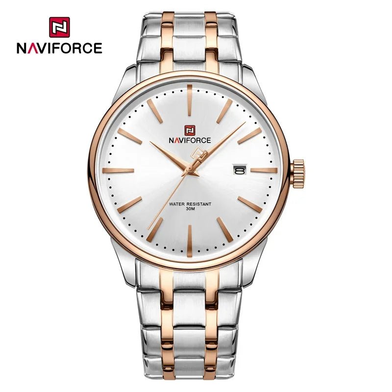 NAVIFORCE Luxus männer Kalender Uhren Wasserdicht Mode Business Edelstahl Armband Quarz Armbanduhren Relogio Masculino - flohmarkt-deutschland.shop