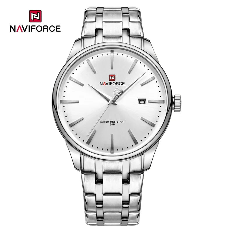 NAVIFORCE Luxus männer Kalender Uhren Wasserdicht Mode Business Edelstahl Armband Quarz Armbanduhren Relogio Masculino - flohmarkt-deutschland.shop