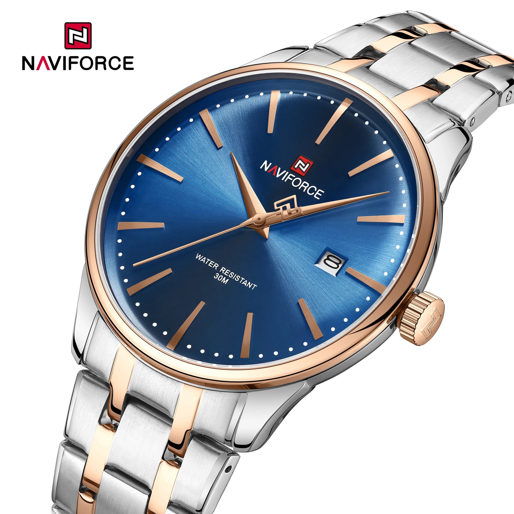 NAVIFORCE Luxus männer Kalender Uhren Wasserdicht Mode Business Edelstahl Armband Quarz Armbanduhren Relogio Masculino - flohmarkt-deutschland.shop