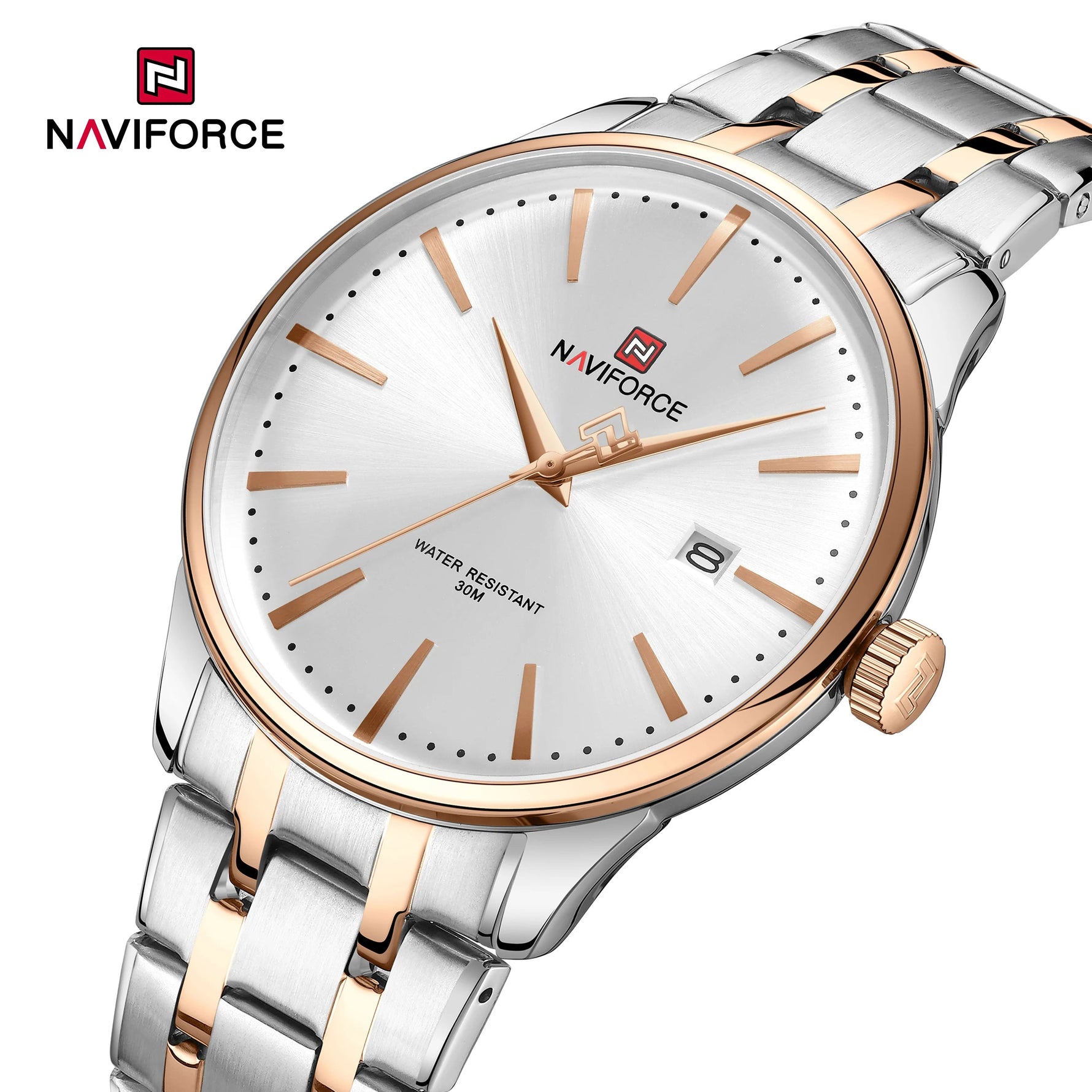 NAVIFORCE Luxus männer Kalender Uhren Wasserdicht Mode Business Edelstahl Armband Quarz Armbanduhren Relogio Masculino - flohmarkt-deutschland.shop