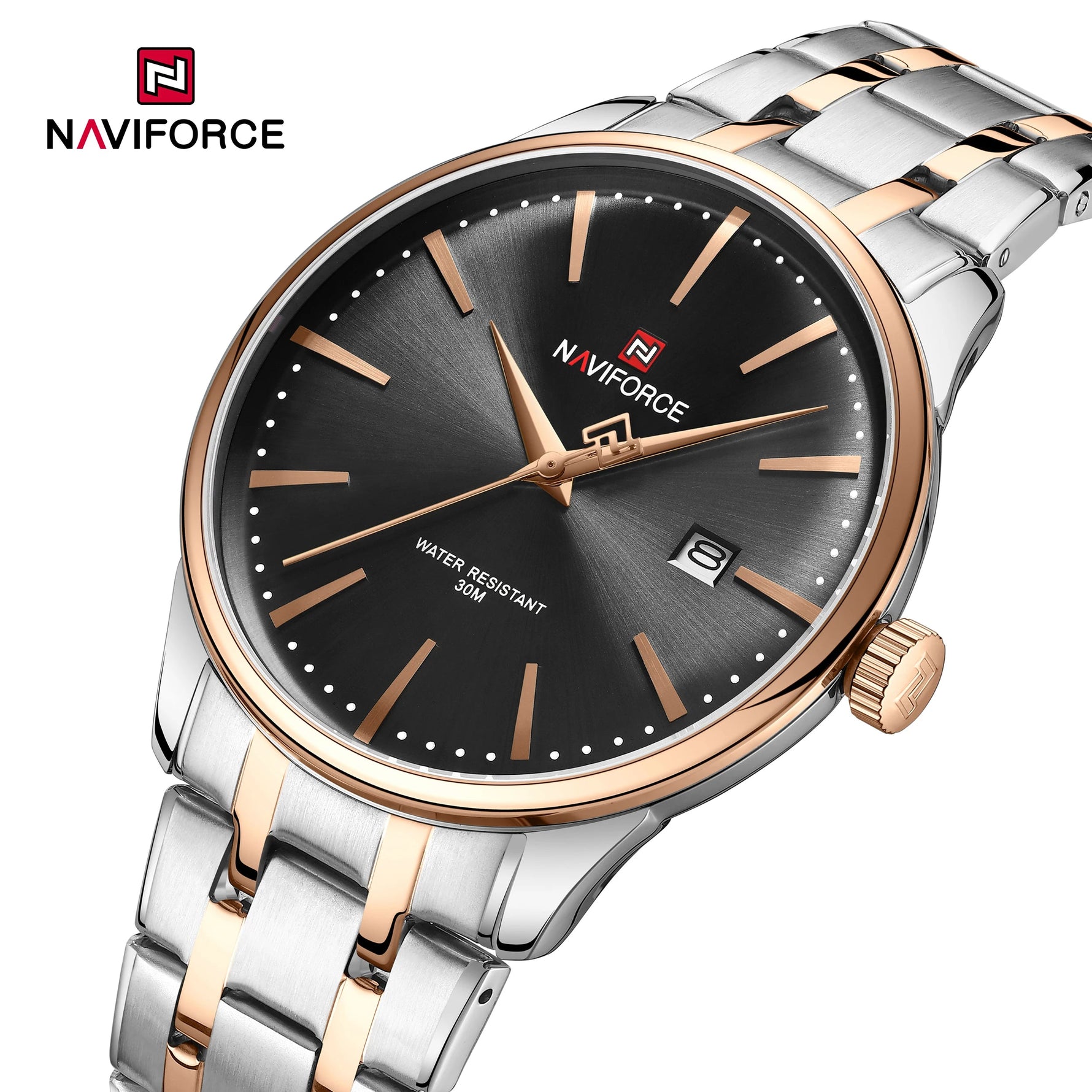 NAVIFORCE Luxus männer Kalender Uhren Wasserdicht Mode Business Edelstahl Armband Quarz Armbanduhren Relogio Masculino - flohmarkt-deutschland.shop