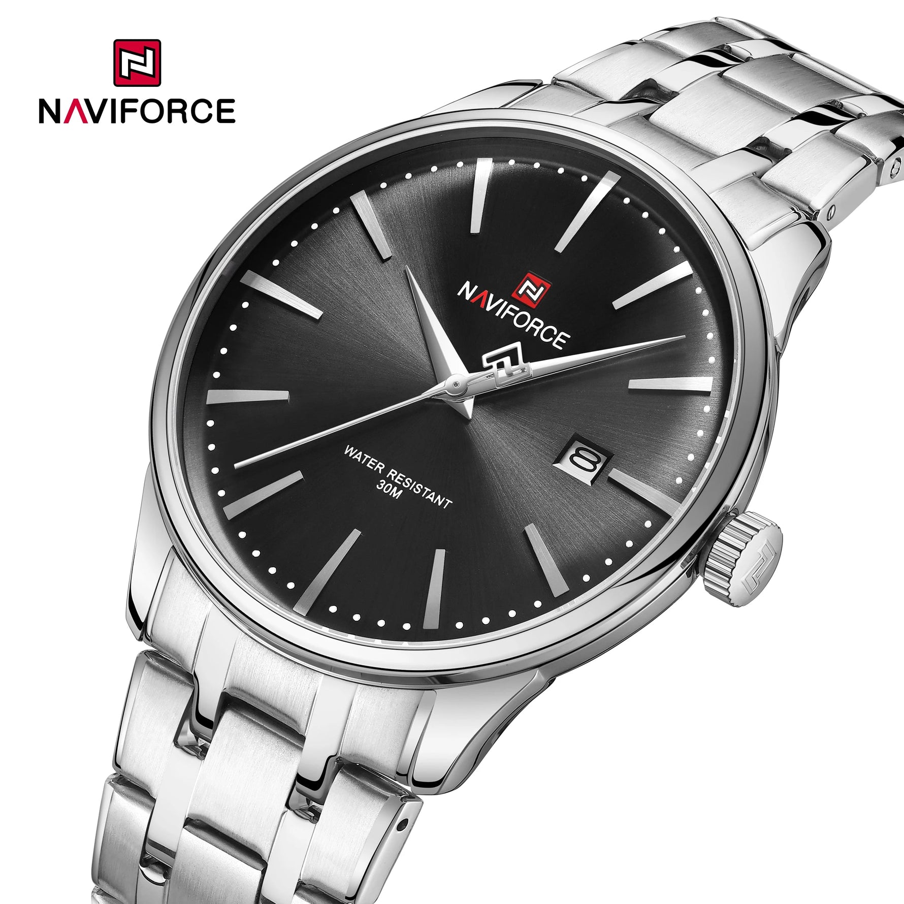 NAVIFORCE Luxus männer Kalender Uhren Wasserdicht Mode Business Edelstahl Armband Quarz Armbanduhren Relogio Masculino - flohmarkt-deutschland.shop