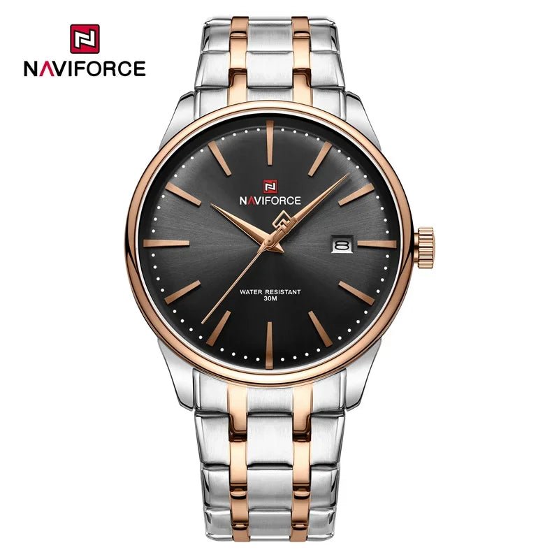 NAVIFORCE Luxus männer Kalender Uhren Wasserdicht Mode Business Edelstahl Armband Quarz Armbanduhren Relogio Masculino - flohmarkt-deutschland.shop