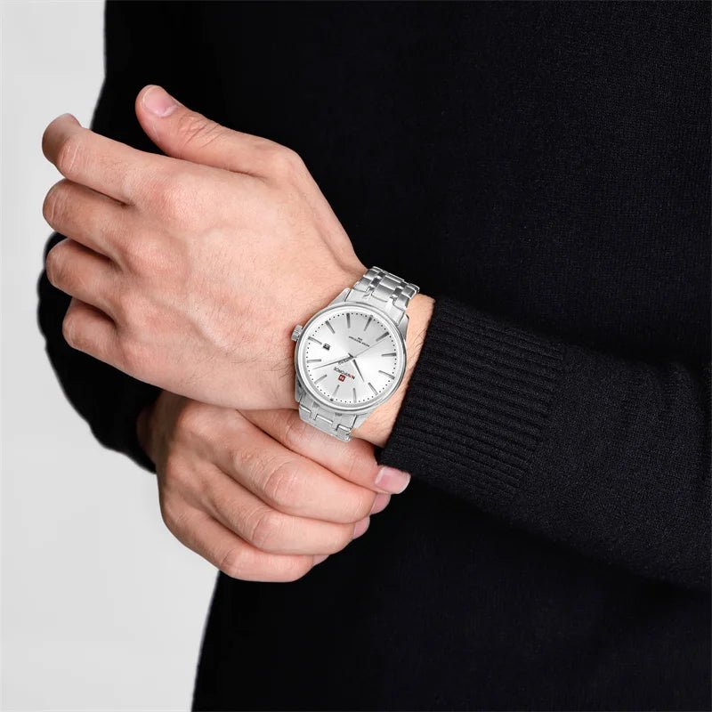 NAVIFORCE Luxus männer Kalender Uhren Wasserdicht Mode Business Edelstahl Armband Quarz Armbanduhren Relogio Masculino - flohmarkt-deutschland.shop
