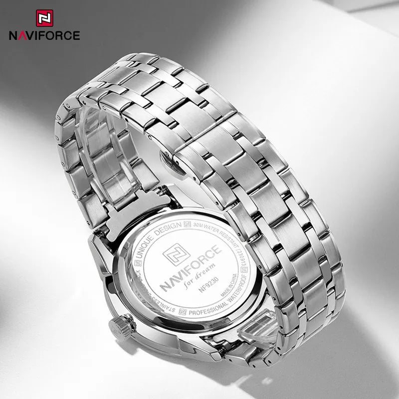 NAVIFORCE Luxus männer Kalender Uhren Wasserdicht Mode Business Edelstahl Armband Quarz Armbanduhren Relogio Masculino - flohmarkt-deutschland.shop