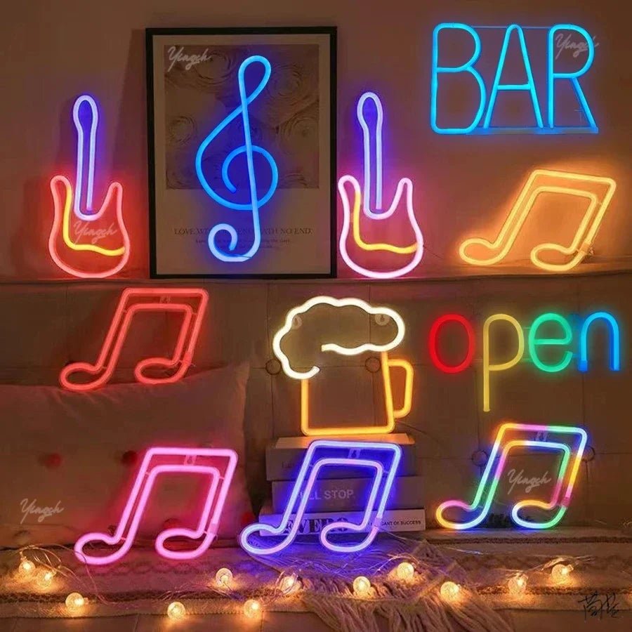Neonlicht Musiknote LED Wanddeko USB Batterie Bar Nachtlicht - flohmarkt-deutschland.shop