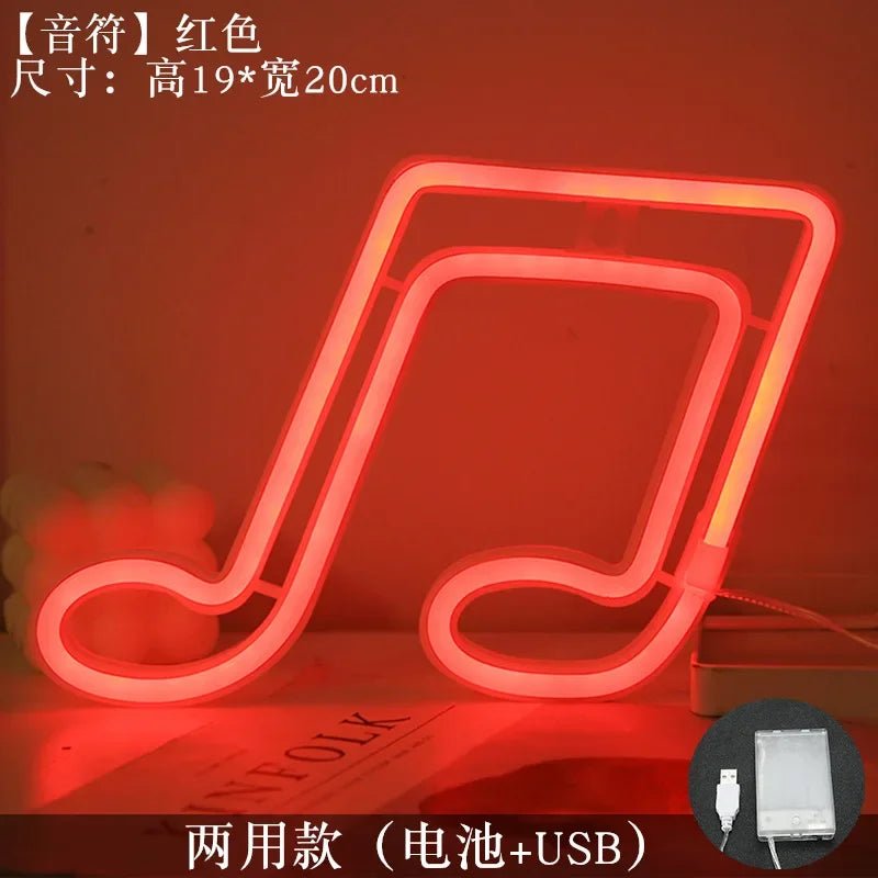 Neonlicht Musiknote LED Wanddeko USB Batterie Bar Nachtlicht - flohmarkt-deutschland.shop