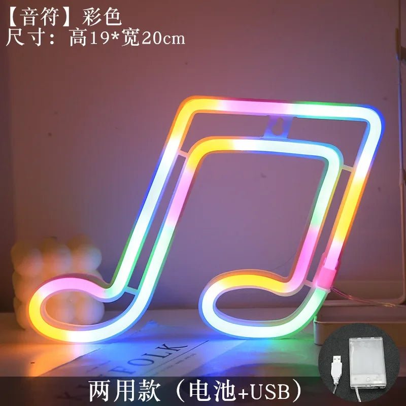 Neonlicht Musiknote LED Wanddeko USB Batterie Bar Nachtlicht - flohmarkt-deutschland.shop