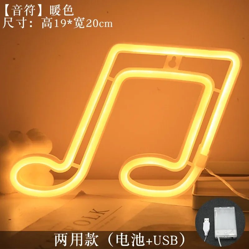 Neonlicht Musiknote LED Wanddeko USB Batterie Bar Nachtlicht - flohmarkt-deutschland.shop