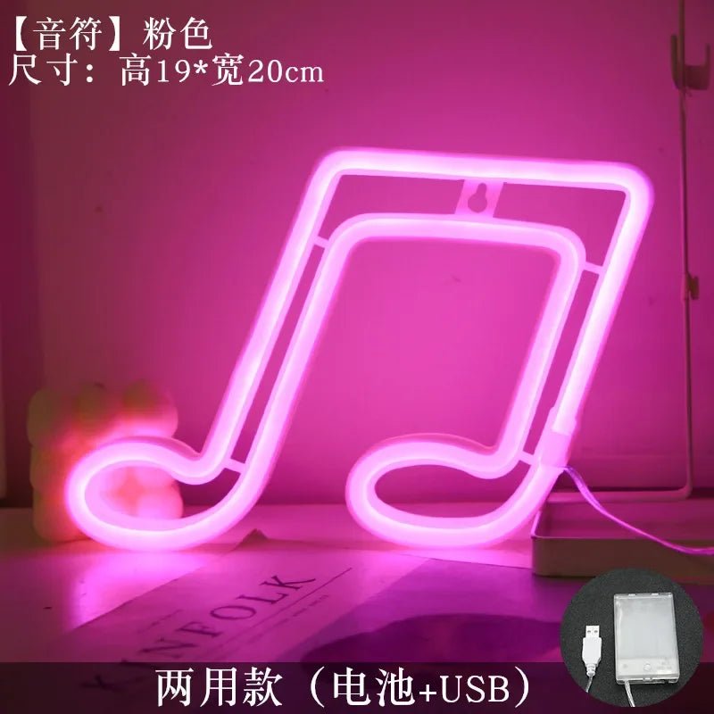 Neonlicht Musiknote LED Wanddeko USB Batterie Bar Nachtlicht - flohmarkt-deutschland.shop
