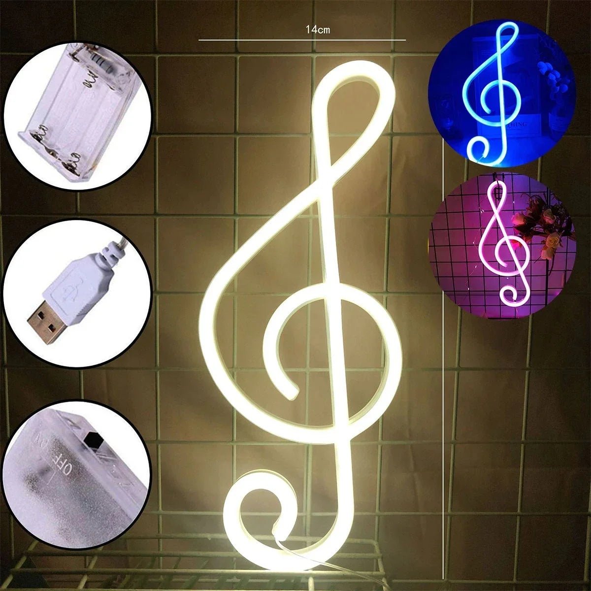 Neonlicht Musiknote LED Wanddeko USB Batterie Bar Nachtlicht - flohmarkt-deutschland.shop