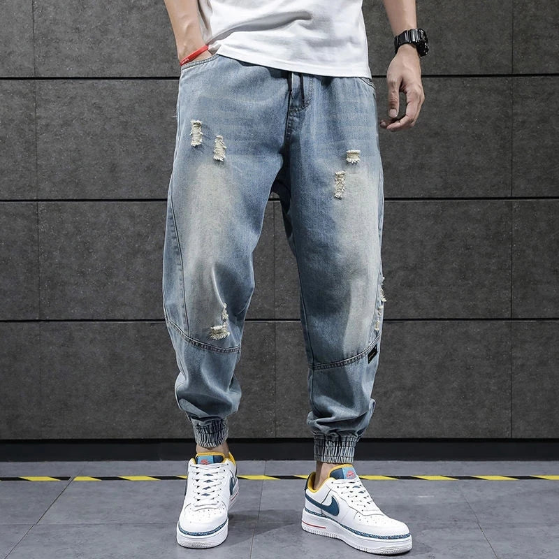 neue Hip Hop Harem Jeans Hosen Männer Lose Jogger Denim Casual Jogginghose Korea Knöchel Länge Hosen Streetwear Männliche Kleidung - flohmarkt-deutschland.shop