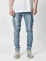 Neue Jeans Männer Hosen Waschen Einfarbig Multi Taschen Denim Mittlere Taille Cargo Jeans Plus Größe Mode Casual Hosen Männlichen Täglichen Verschleiß - flohmarkt-deutschland.shop