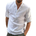 Neue Männer Casual Bluse Baumwolle Leinen Hemd Lose Tops Langarm T-shirt Frühling Herbst Casual Schöne Männer Shirts - flohmarkt-deutschland.shop