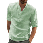 Neue Männer Casual Bluse Baumwolle Leinen Hemd Lose Tops Langarm T-shirt Frühling Herbst Casual Schöne Männer Shirts - flohmarkt-deutschland.shop