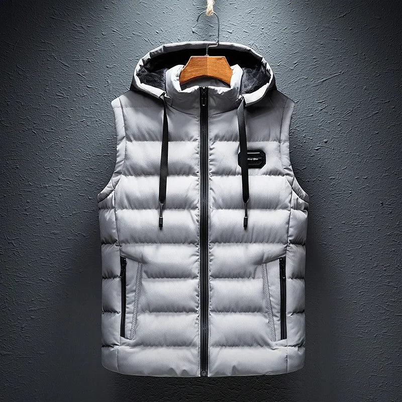 Neue Mit Kapuze Casual Weste Jacke für Männer Herbst Winter Warm Ärmel Jacke Mode Komfortable Zipper Weste Plus Größe M-6XL - flohmarkt-deutschland.shop