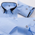 Neue Mode Frühjahr Elastische Nicht-eisen Langarm-shirt Männer der Jugend Kristall Taste Patchwork Kragen Nicht Baumwolle Business hemd Männer - flohmarkt-deutschland.shop