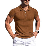 Neue Sommer Polo Männer Solide Streifen Fitness Elastizität Kurzarm Polo Shirts für Männer Mode Stehen Kragen Herren Shirts - flohmarkt-deutschland.shop