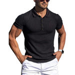 Neue Sommer Polo Männer Solide Streifen Fitness Elastizität Kurzarm Polo Shirts für Männer Mode Stehen Kragen Herren Shirts - flohmarkt-deutschland.shop