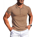 Neue Sommer Polo Männer Solide Streifen Fitness Elastizität Kurzarm Polo Shirts für Männer Mode Stehen Kragen Herren Shirts - flohmarkt-deutschland.shop