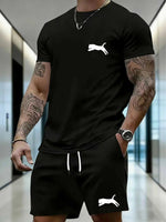 Neues Sommer Herren Kurzarm Outfit mit einem einfachen Kurzarm-Top und atmungsaktiven Shorts, ein stilvolles und vielseitiges Sp - flohmarkt-deutschland.shop