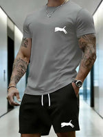 Neues Sommer Herren Kurzarm Outfit mit einem einfachen Kurzarm-Top und atmungsaktiven Shorts, ein stilvolles und vielseitiges Sp - flohmarkt-deutschland.shop