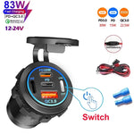 NEW 4 Ports Dual PD Dual QC 3.0 USB Car Charger with Voltmeter Socket Power Outlet Adapter Waterproof for 12V/24V Car Boat - flohmarkt-deutschland.shop