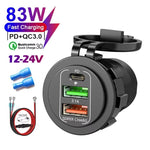 NEW 4 Ports Dual PD Dual QC 3.0 USB Car Charger with Voltmeter Socket Power Outlet Adapter Waterproof for 12V/24V Car Boat - flohmarkt-deutschland.shop