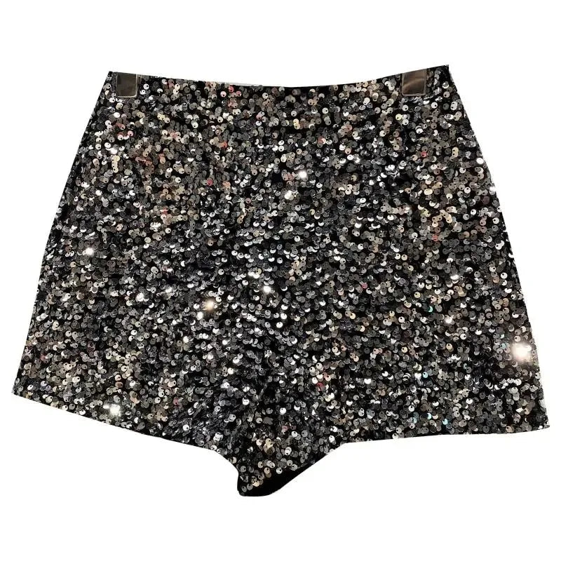 New Autumn Black Velvet Shorts Women Sequined Shiny Versatile Short Pants Clubwear Shorts Hot Pants High Street - flohmarkt-deutschland.shop