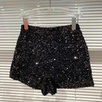 New Autumn Black Velvet Shorts Women Sequined Shiny Versatile Short Pants Clubwear Shorts Hot Pants High Street - flohmarkt-deutschland.shop