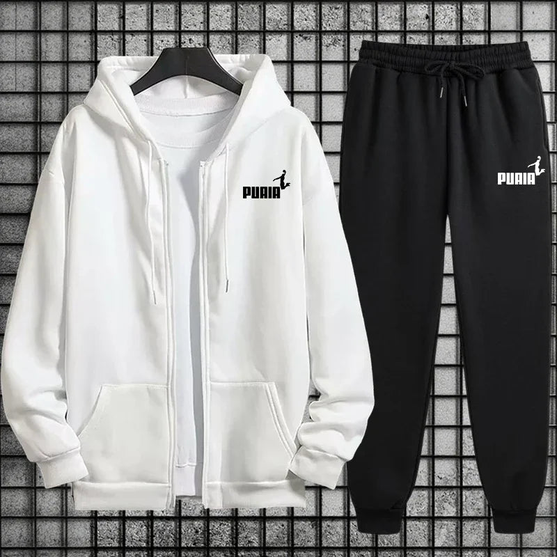 New in Women Tracksuit Trend Printing Hooded Sweatshirts Pants 2Pcs Set Casual Zipper Overcoat Suit Daily Clothing Autumn Winter - flohmarkt-deutschland.shop