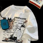 New Men Women T Shirt Pullover Oversize Korean version Cartoon Cat Group Printed T-Shirt Casual Short Sleeve Couples T-Shirt - flohmarkt-deutschland.shop