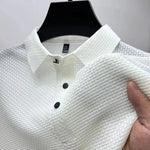New Men's Business Casual Short Sleeved Bone Flower Solid Color POLO Shirt Fashion Breathable Comfortable Summer Versatile Top - flohmarkt-deutschland.shop