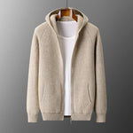 New Men's Thick Zipper Hoodie Cardigan100% Merino Wool Knitted Sweater Casual Loose Autumn/Winter Warm Hoodie Long Sleeve Jacket - flohmarkt-deutschland.shop