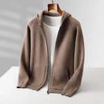 New Men's Thick Zipper Hoodie Cardigan100% Merino Wool Knitted Sweater Casual Loose Autumn/Winter Warm Hoodie Long Sleeve Jacket - flohmarkt-deutschland.shop